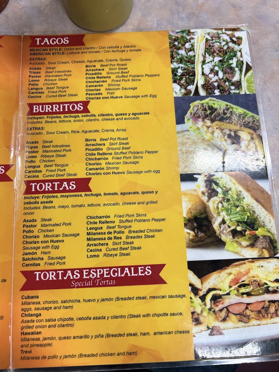 Taqueria La Rosita Palatine menu board