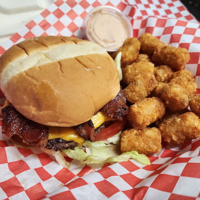 Bacon Cheeseburger and Tater Tots
