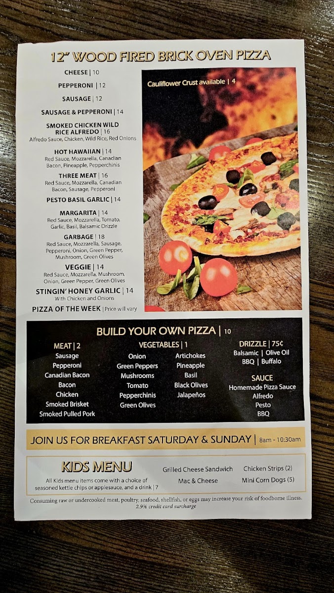 Parker's Sandbar menu board