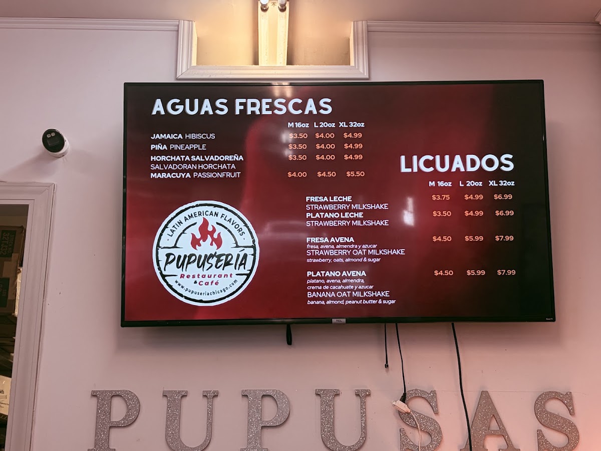 Pupuseria Café #2 menu board