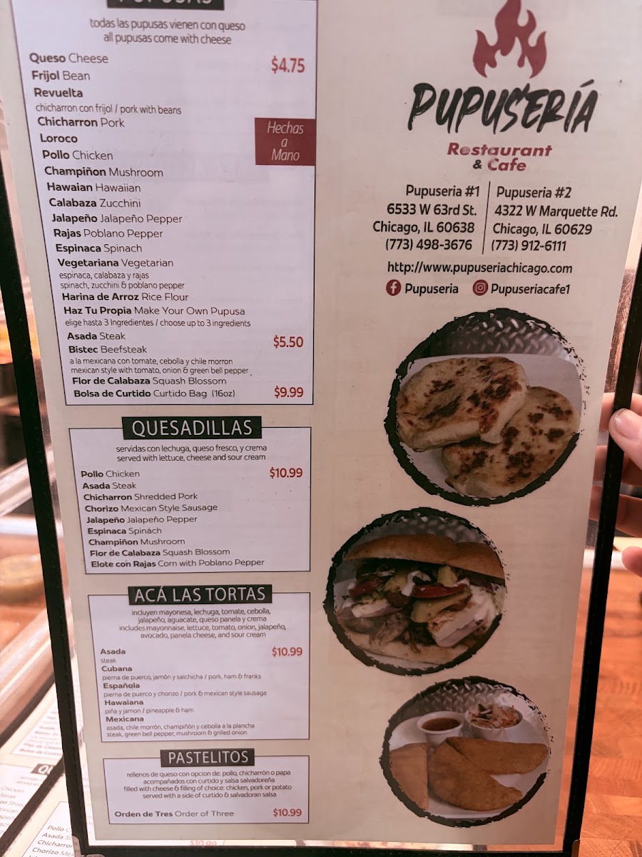 Pupuseria Café #2 menu board
