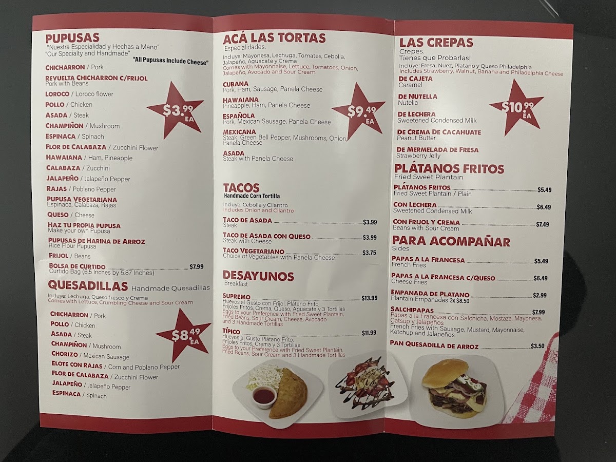 Pupuseria Café #2 menu board