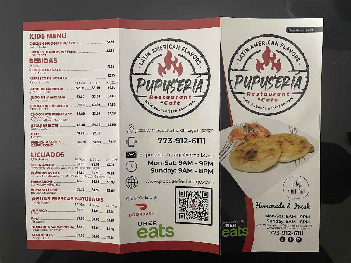 Pupuseria Café #2 menu board