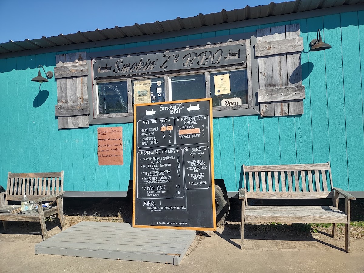 Smokin' Z's BBQ & Kraft Kitchen menu board