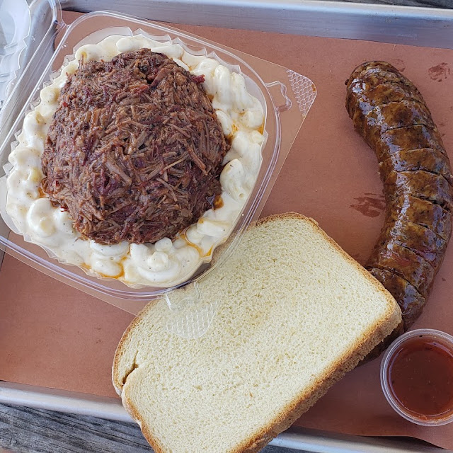 Brisket Mac N Cheese and Boudin Link