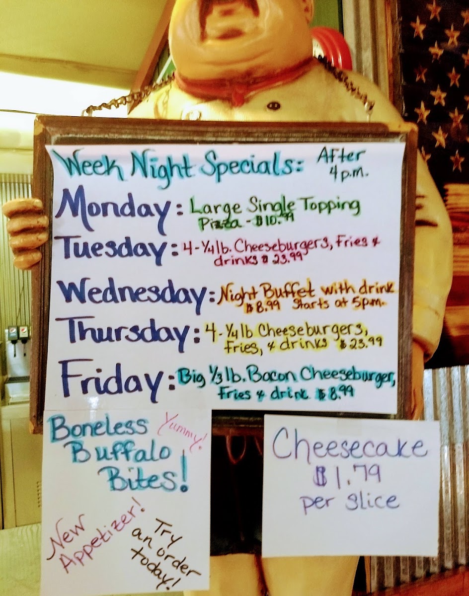 Pizza Barn menu board