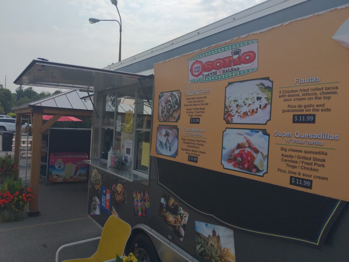Osorio Tacos y Salsas Food Truck # 1 menu board