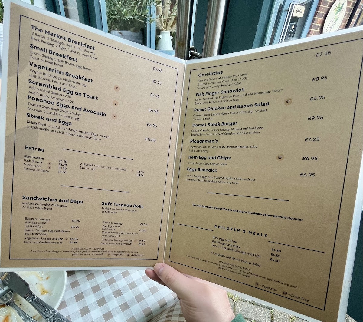 Dorchester Market Cafe menu board