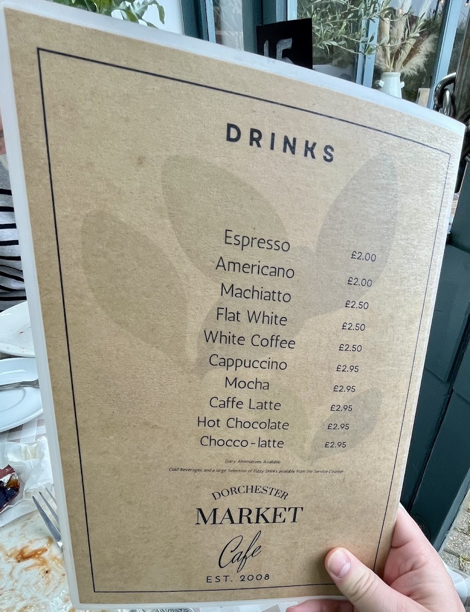 Dorchester Market Cafe menu board