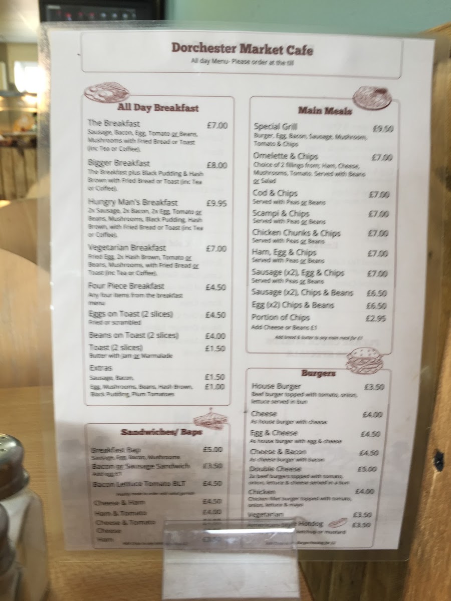 Dorchester Market Cafe menu board