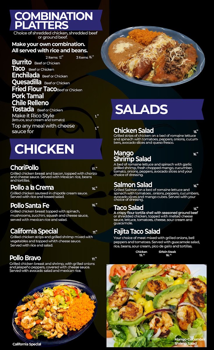 Mexico Grill & Bar menu board