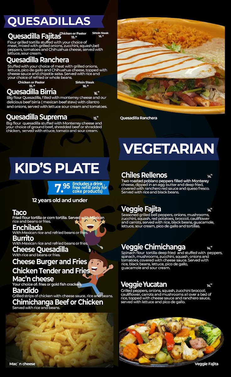 Mexico Grill & Bar menu board