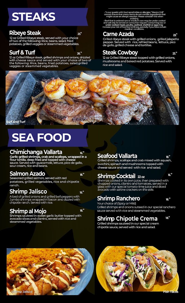 Mexico Grill & Bar menu board