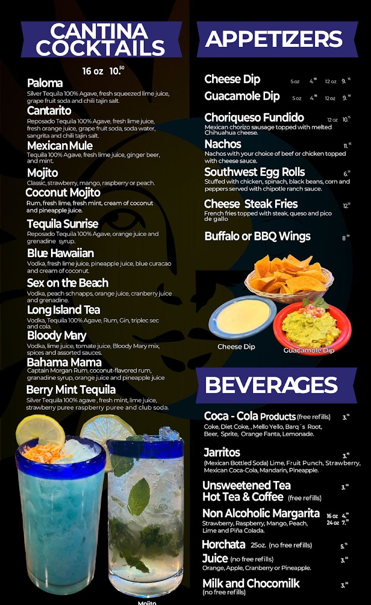 Mexico Grill & Bar menu board