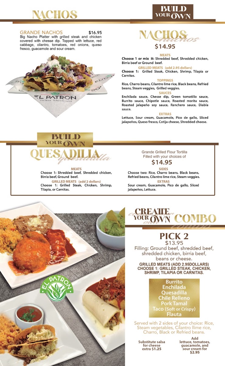 El Patron Cocina Mexicana menu board