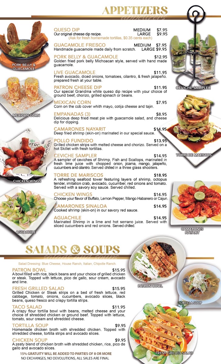 El Patron Cocina Mexicana menu board