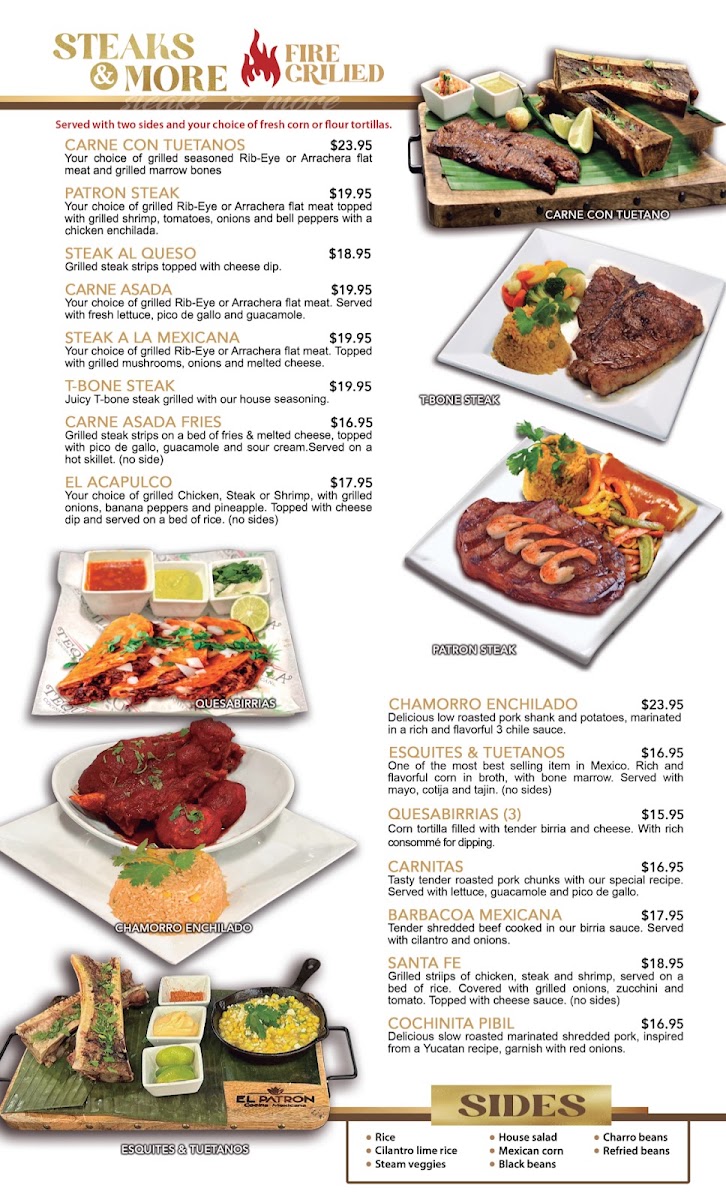 El Patron Cocina Mexicana menu board