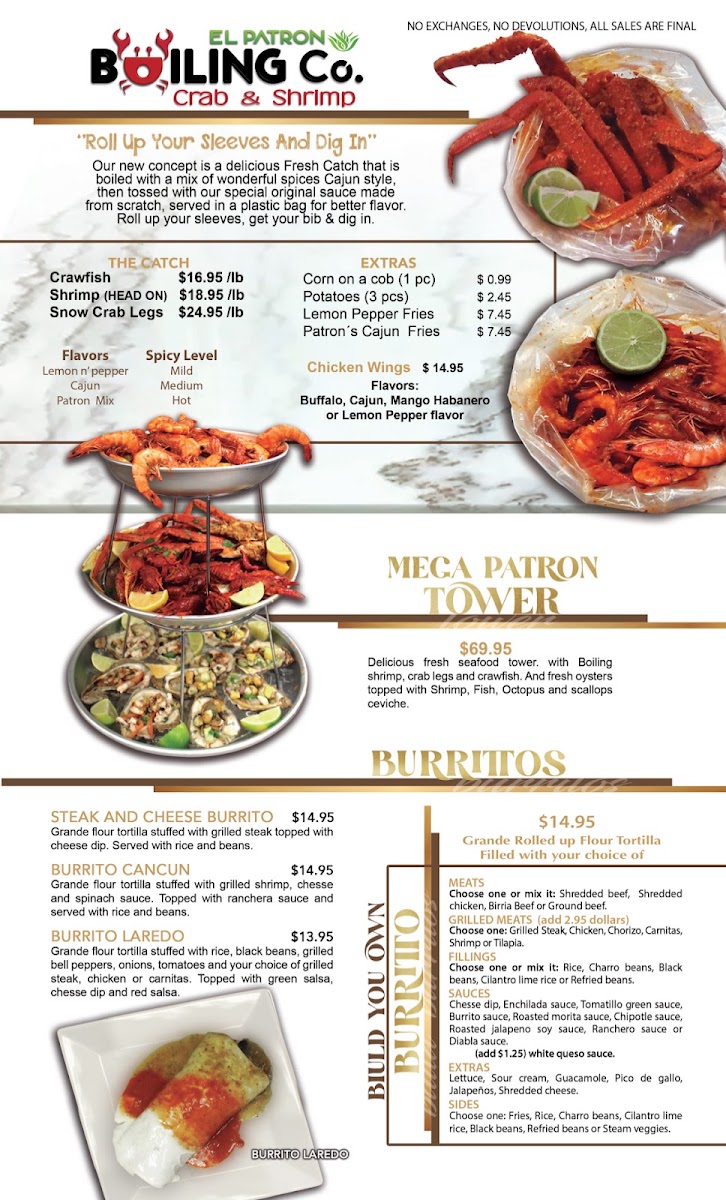 El Patron Cocina Mexicana menu board