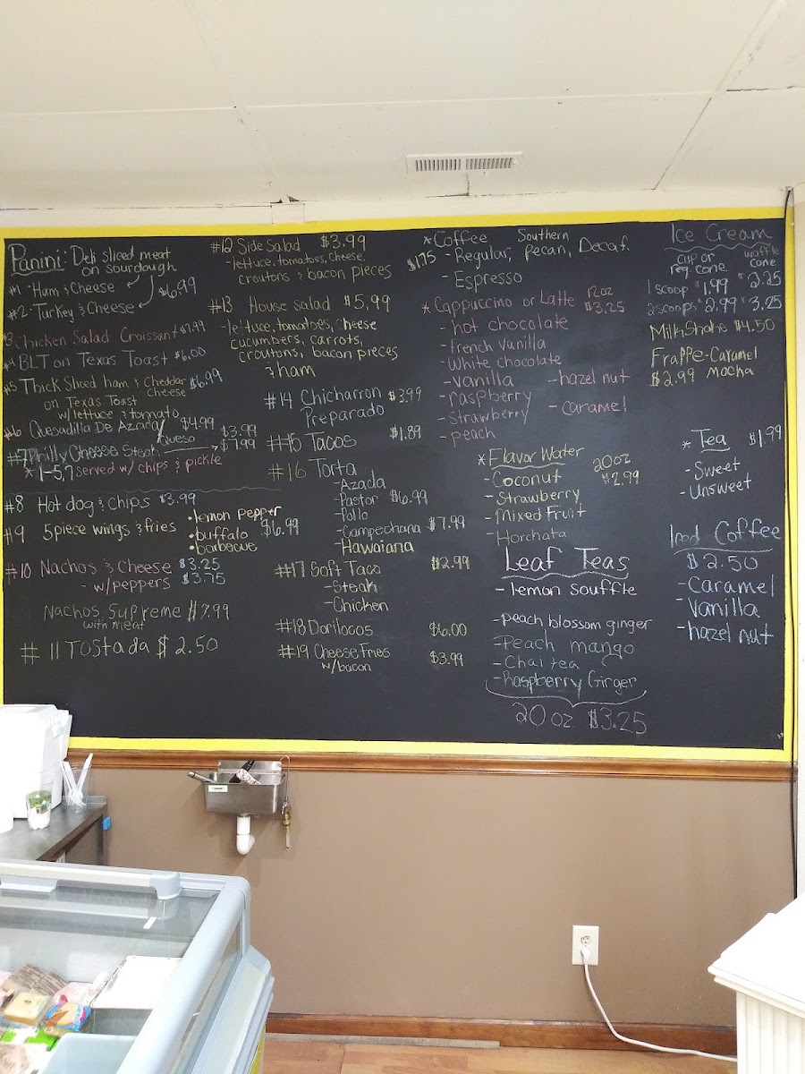 The Hideout Restaurant menu board