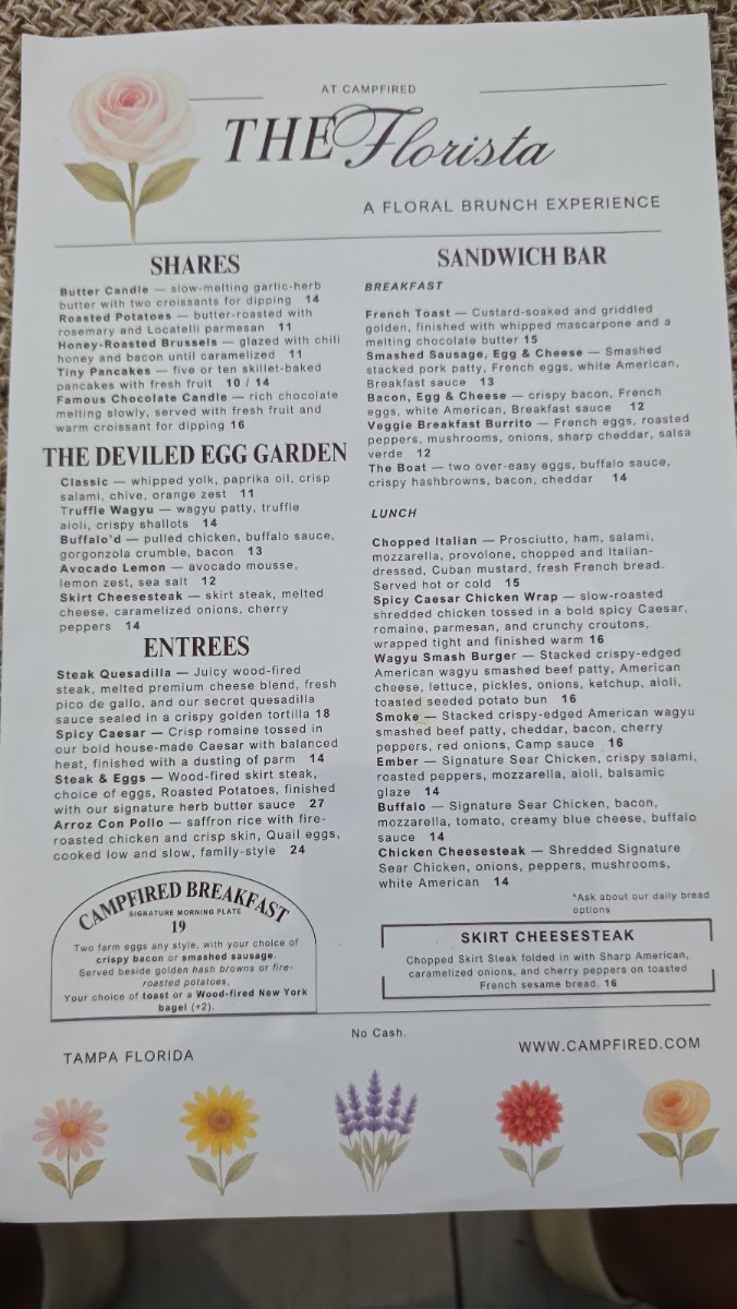 Campfired menu board