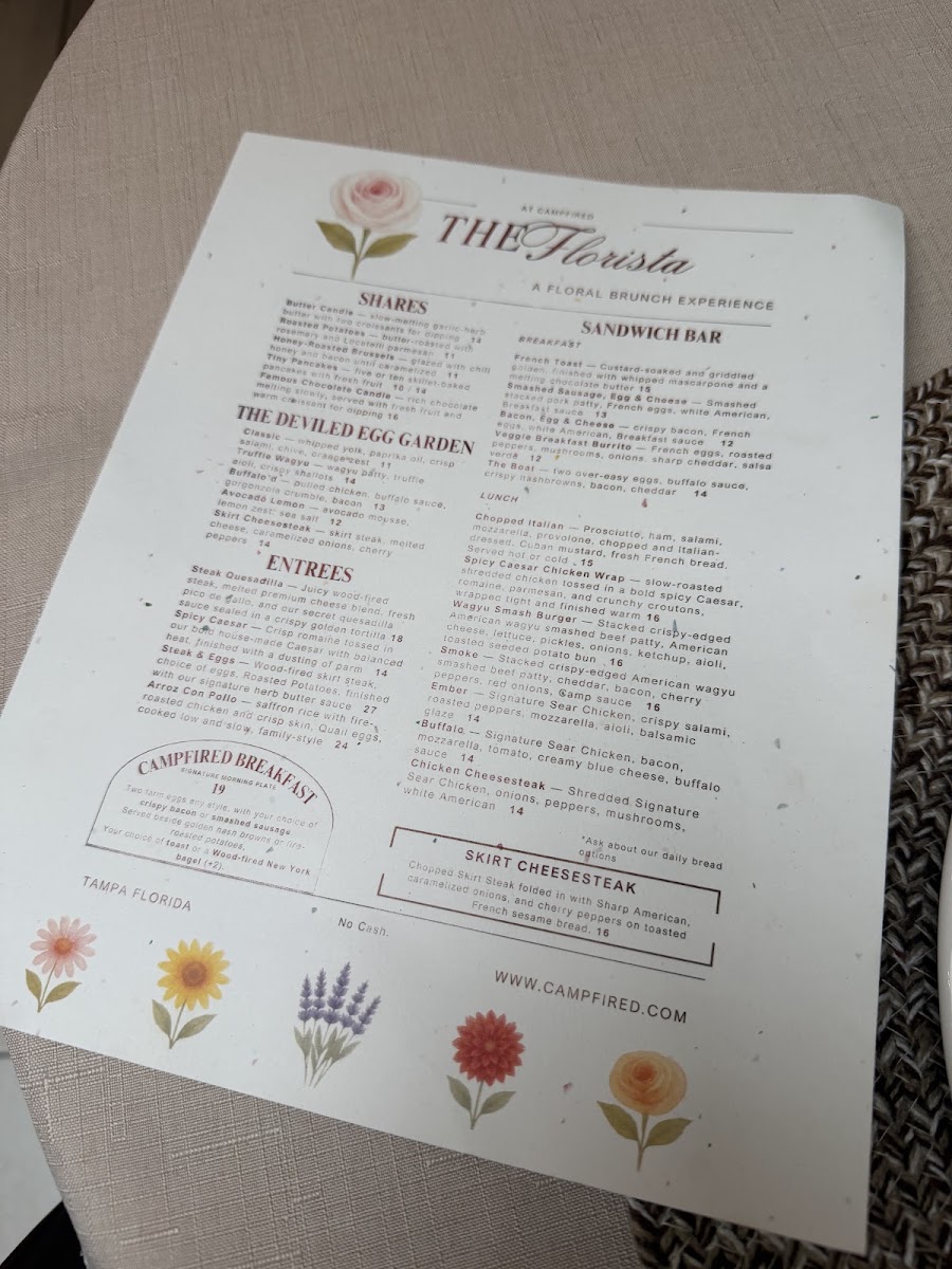 Campfired menu board