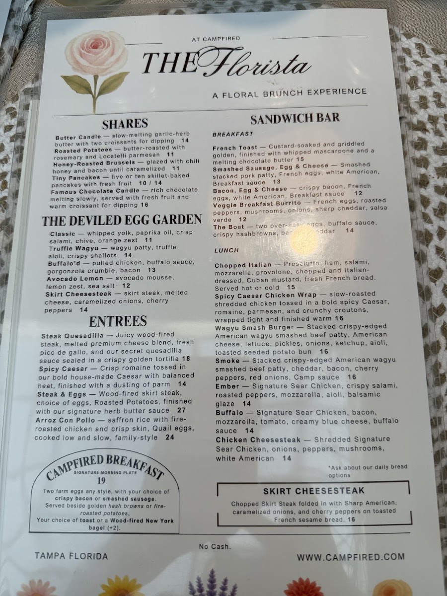 Campfired menu board