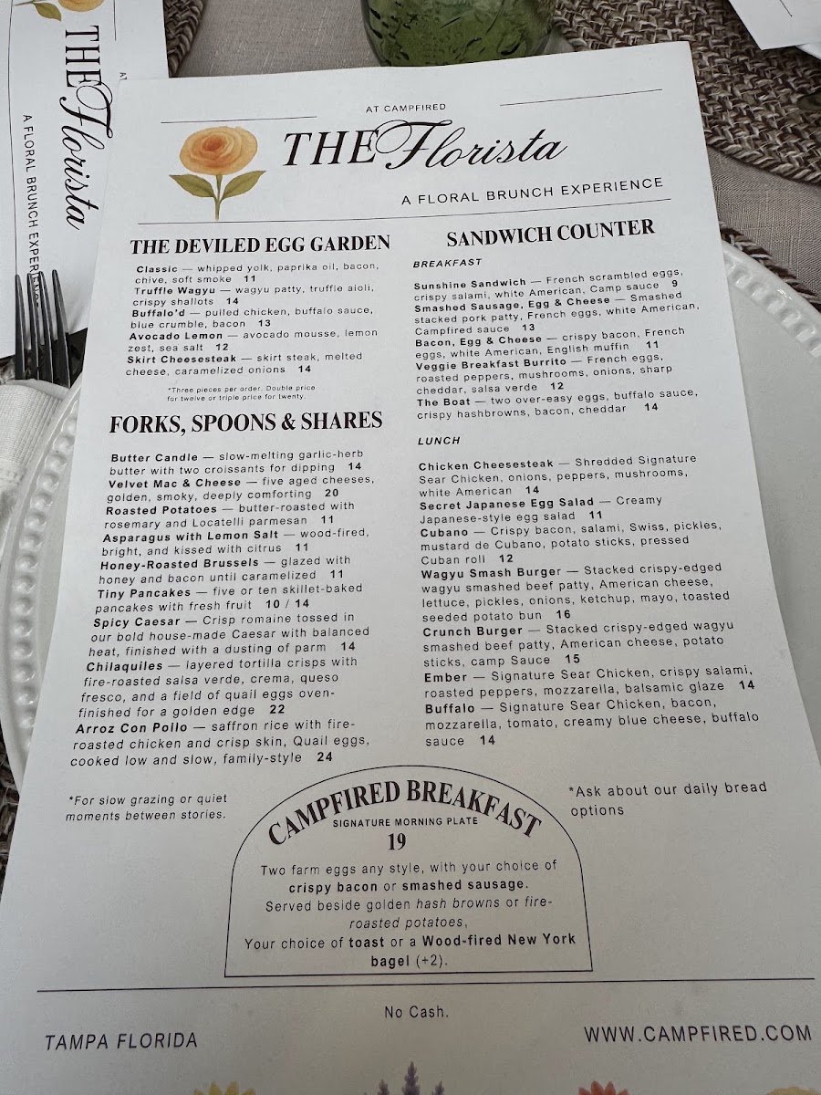 Campfired menu board