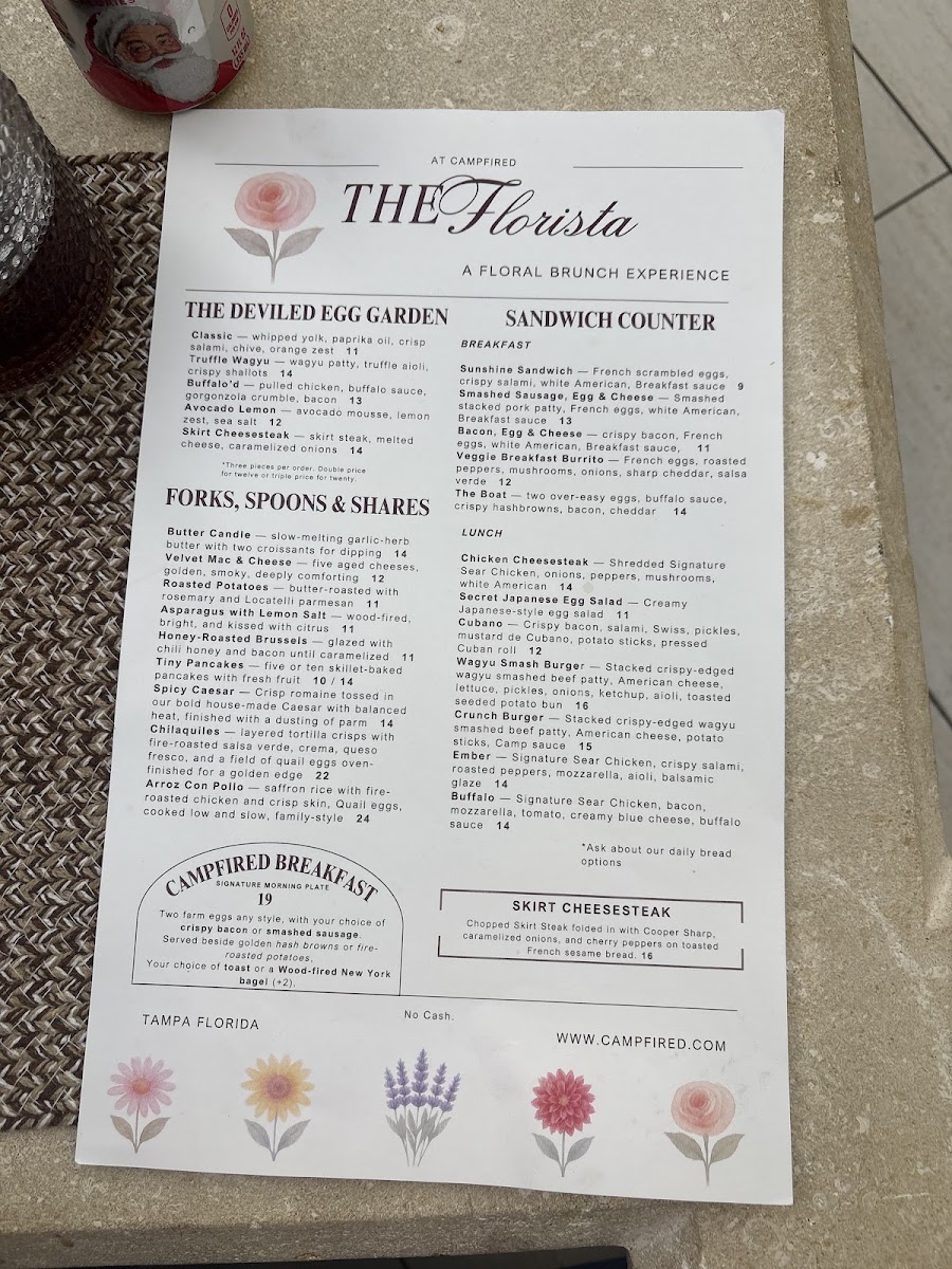 Campfired menu board