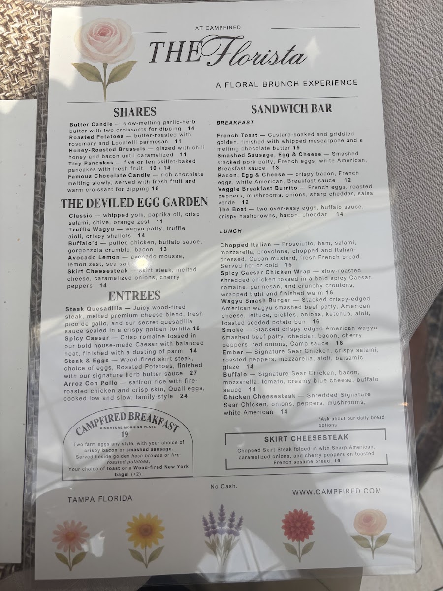 Campfired menu board