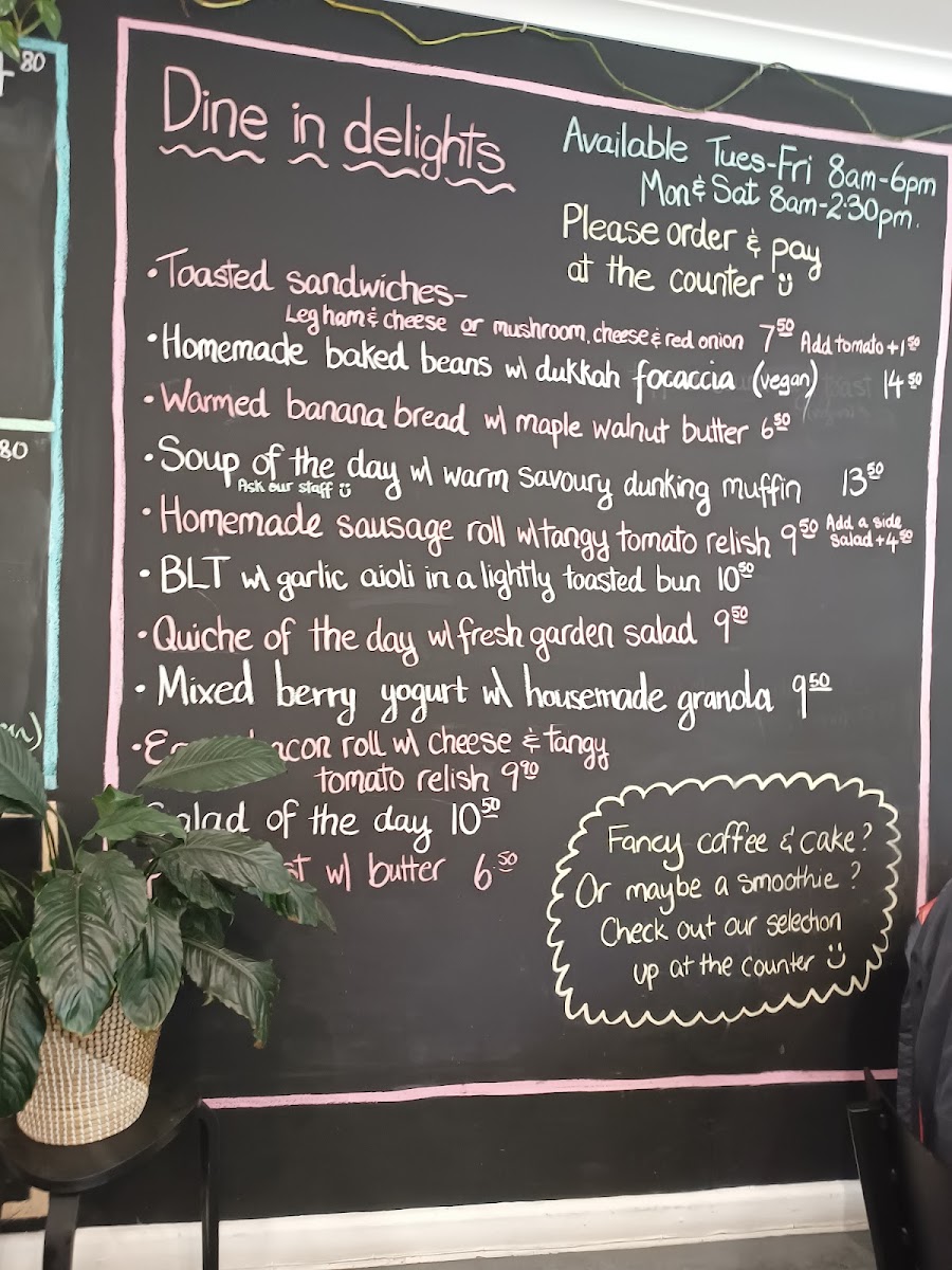 Larder & Thyme Ferntree Gully menu board