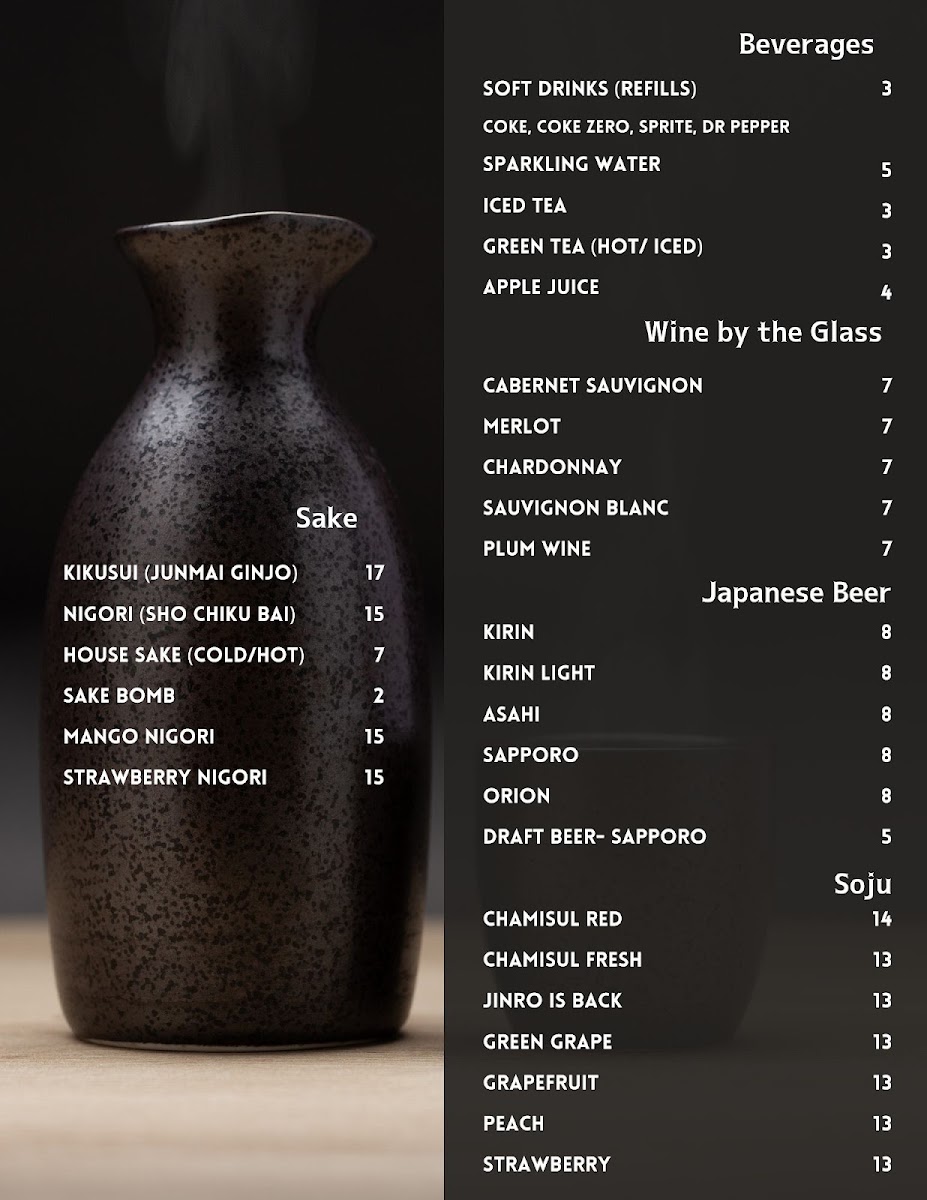 Chobap Sushi & Izakaya menu board