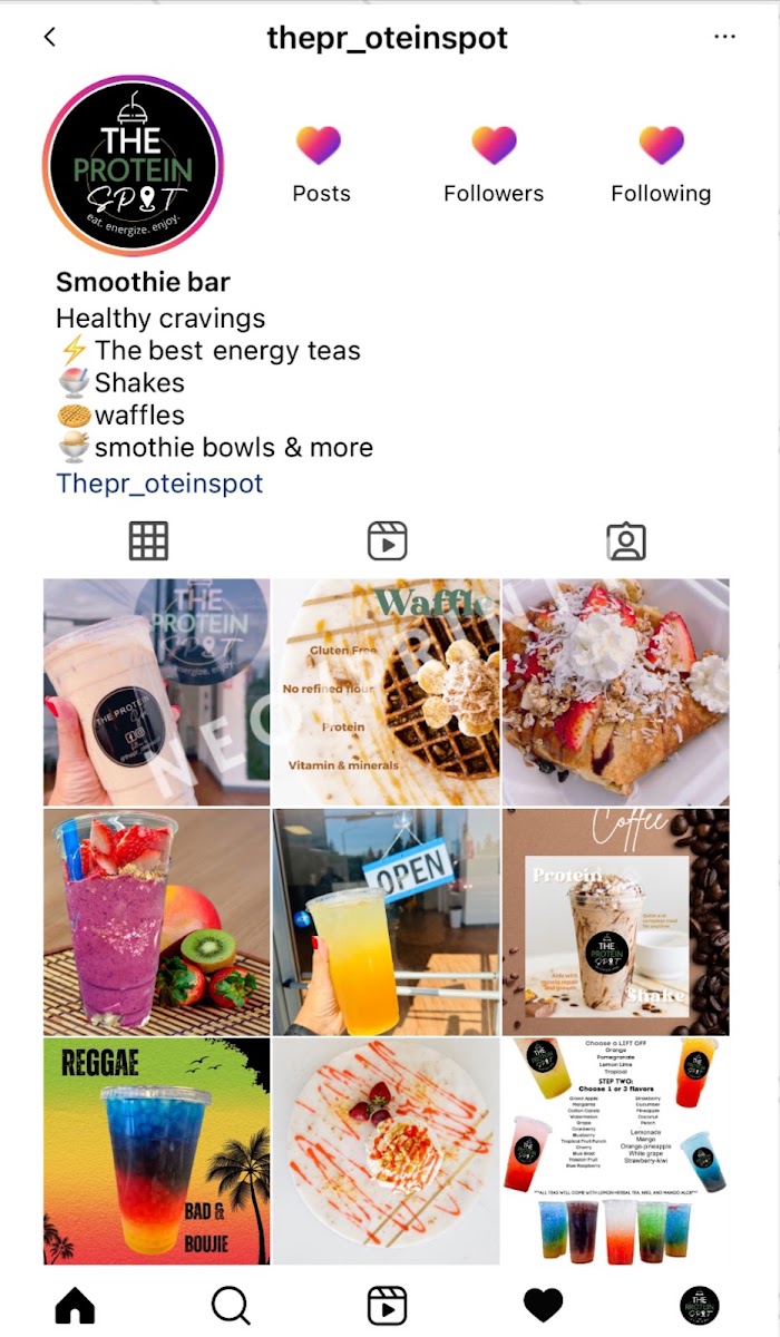 The Protein Spot menu board