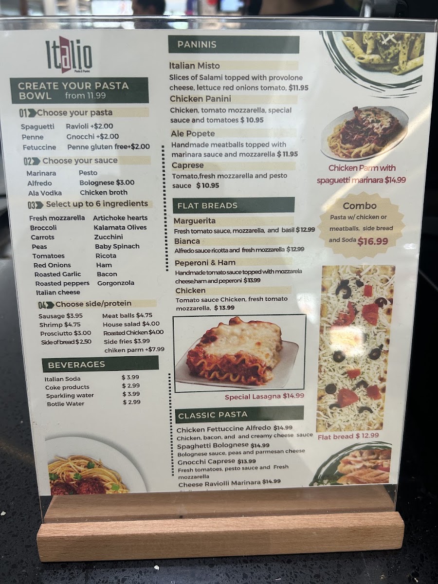 Italio Pasta & Paninis menu board