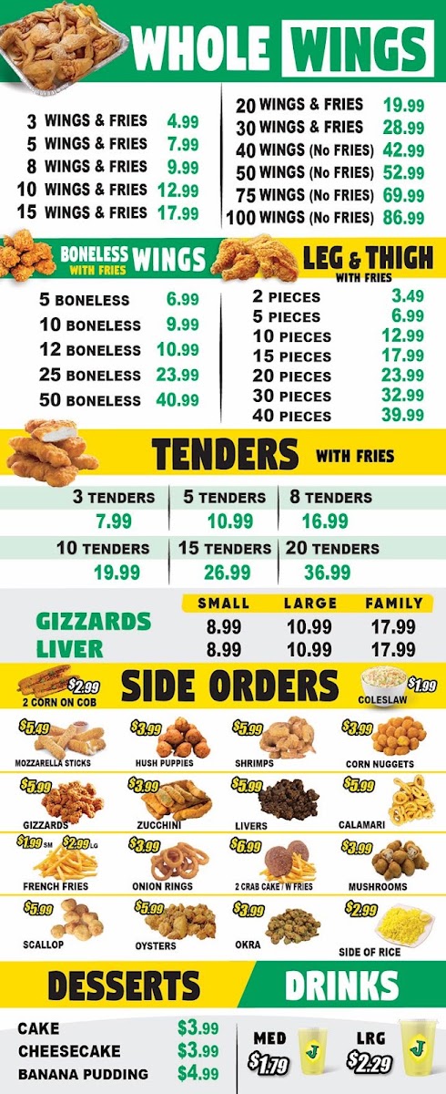 Lemon Pepper Fish and Chicken Albany menu board