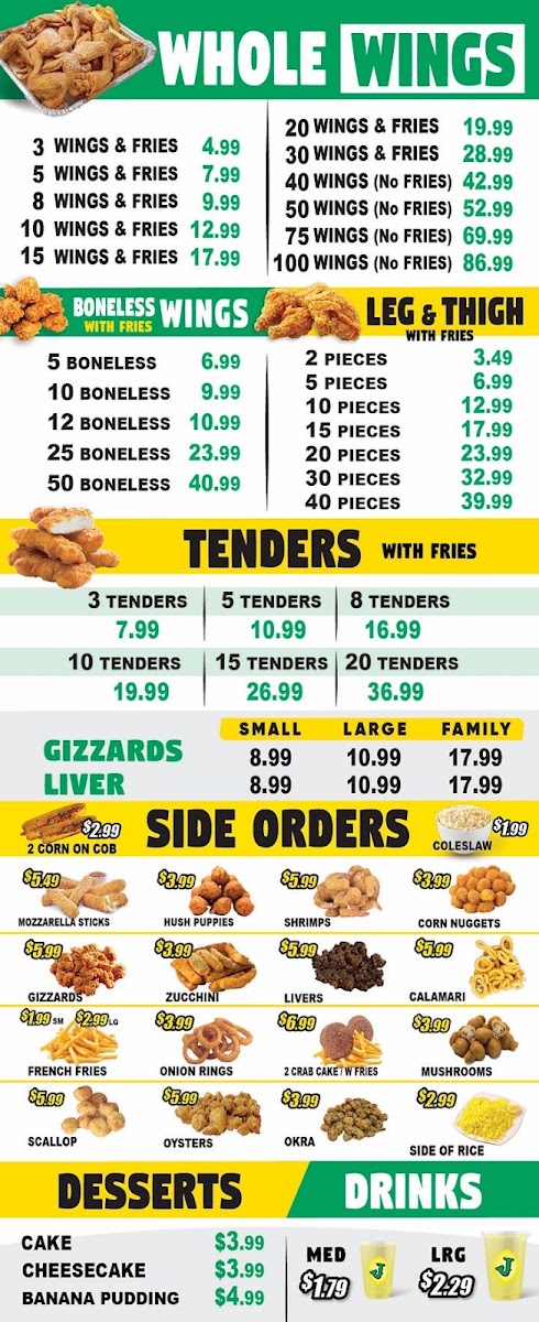Lemon Pepper Fish and Chicken Albany menu board