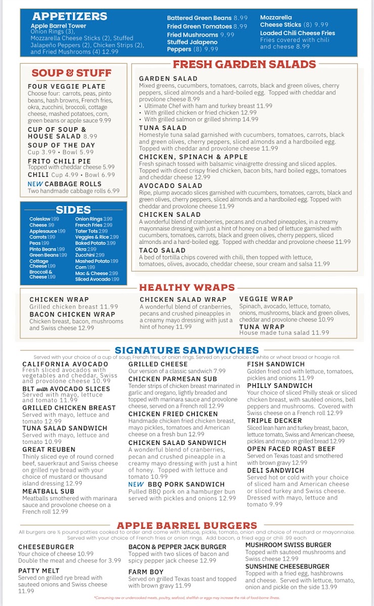 Apple Barrel Cafe - Midtown menu board