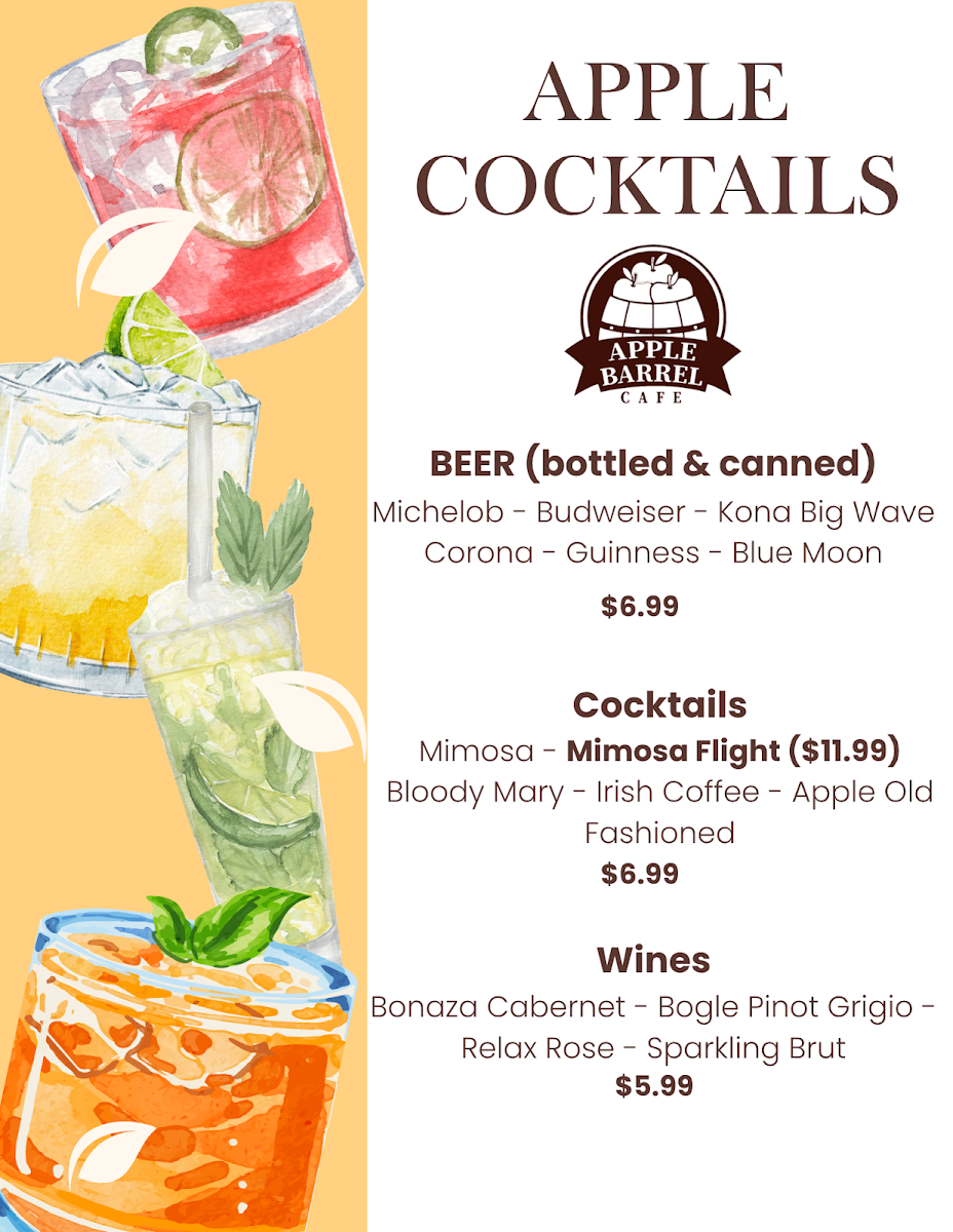 Apple Barrel Cafe - Midtown menu board