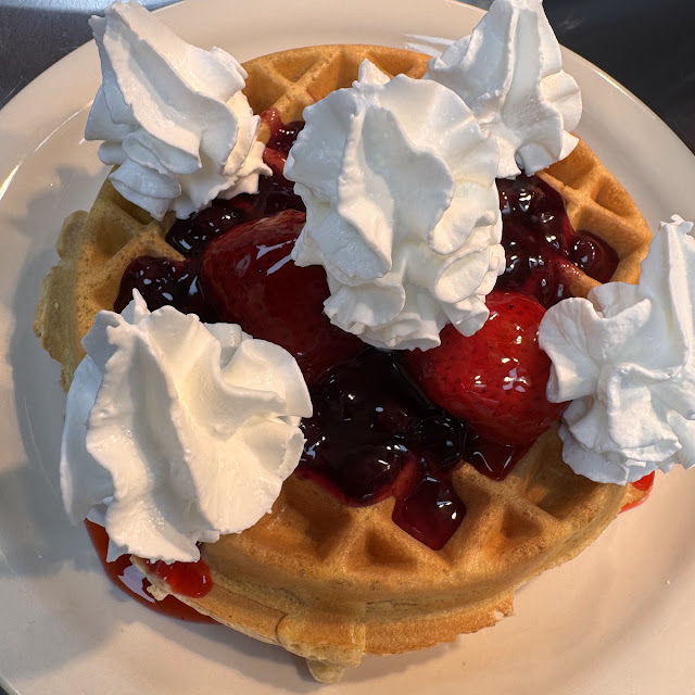 Belgian Waffle with Whipped Cream and Fruit