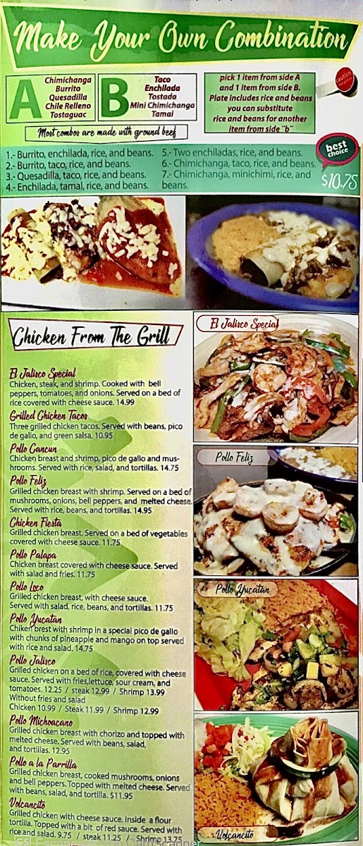 El Jalisco Johnston City menu board