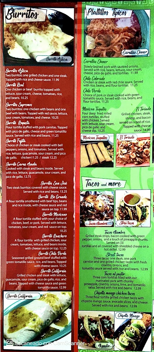 El Jalisco Johnston City menu board