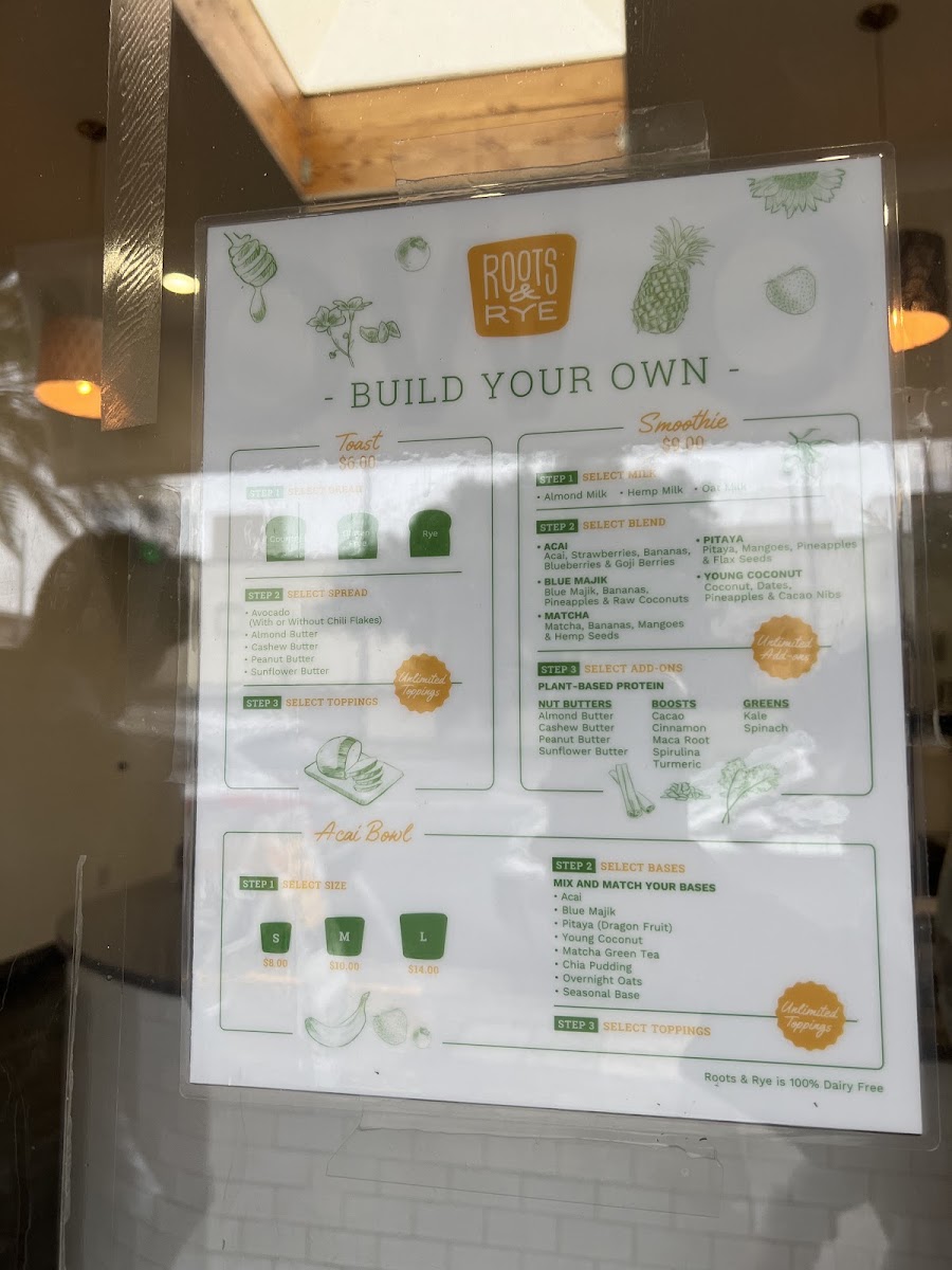 Roots & Rye menu board