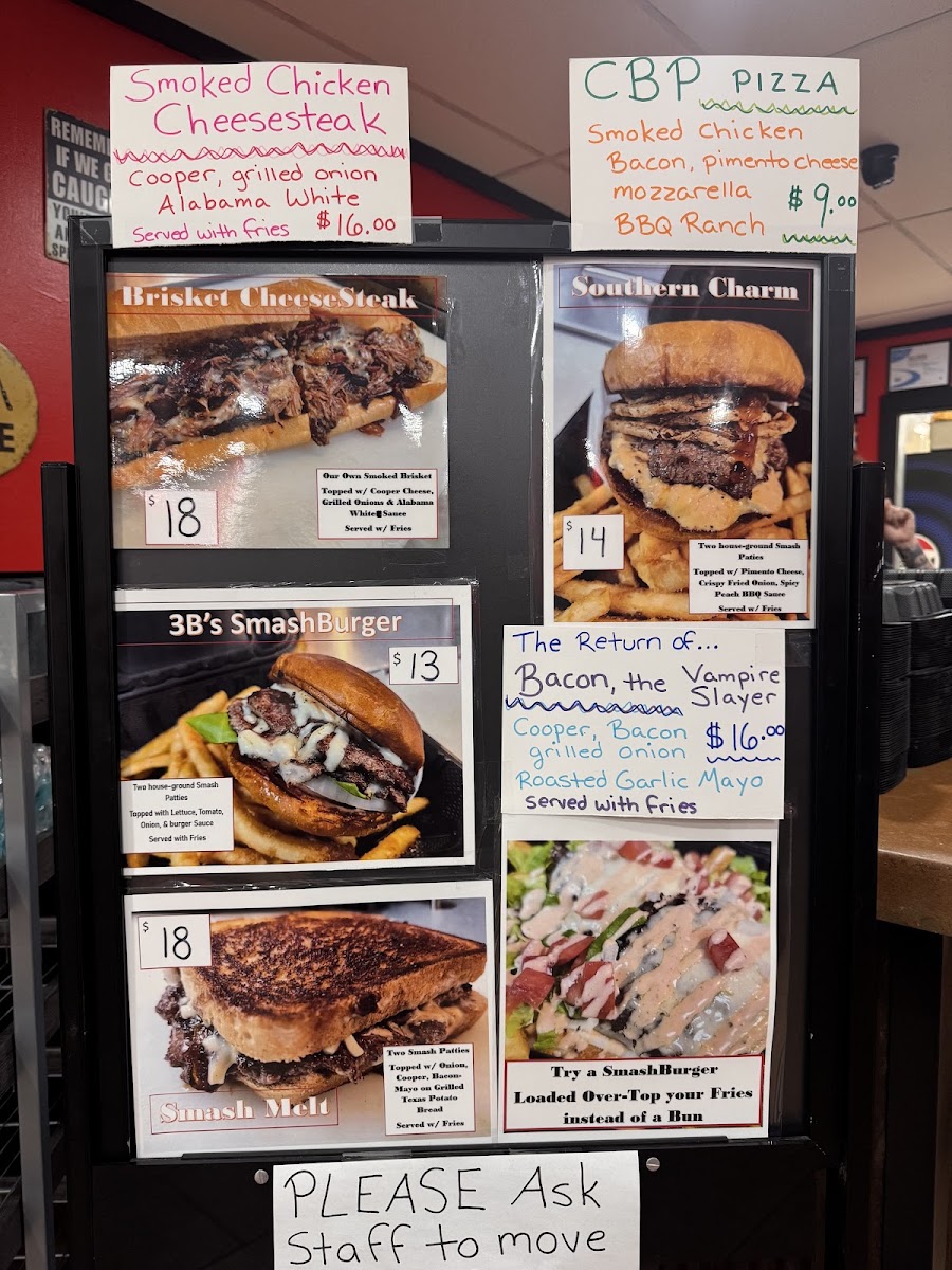 Red Line BBQ menu board