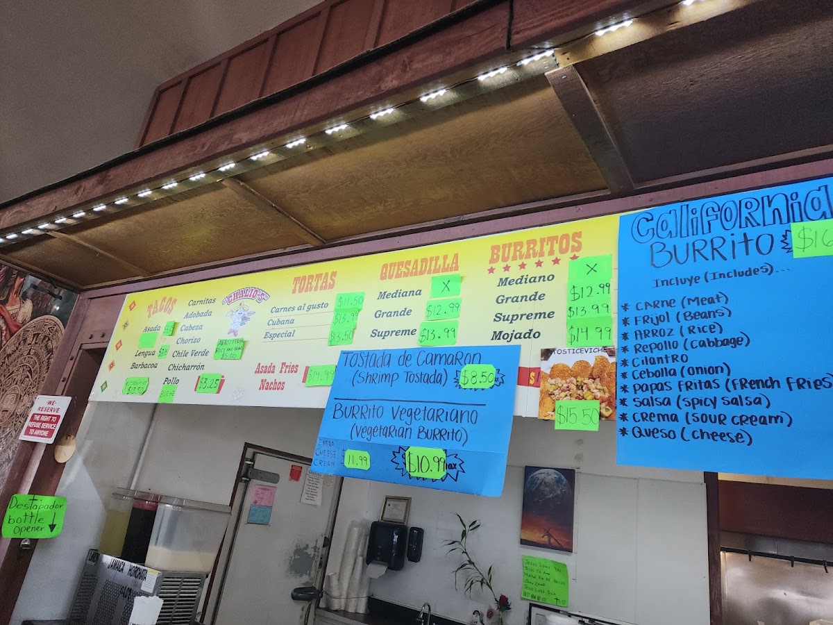 La Taqueria menu board