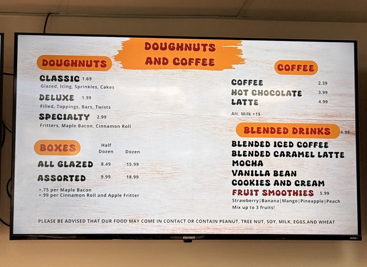 Sumo Doughnuts menu board