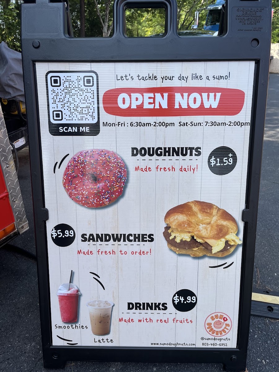 Sumo Doughnuts menu board