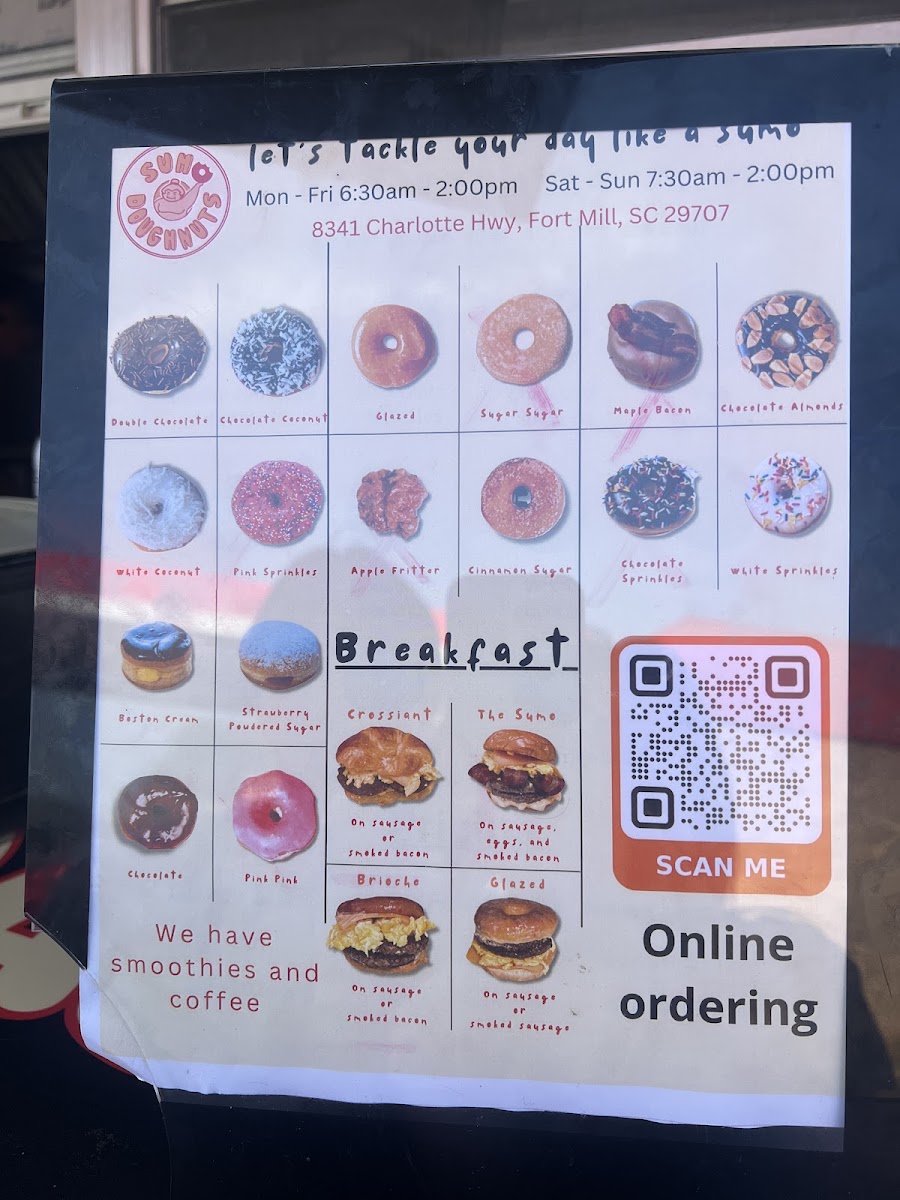 Sumo Doughnuts menu board