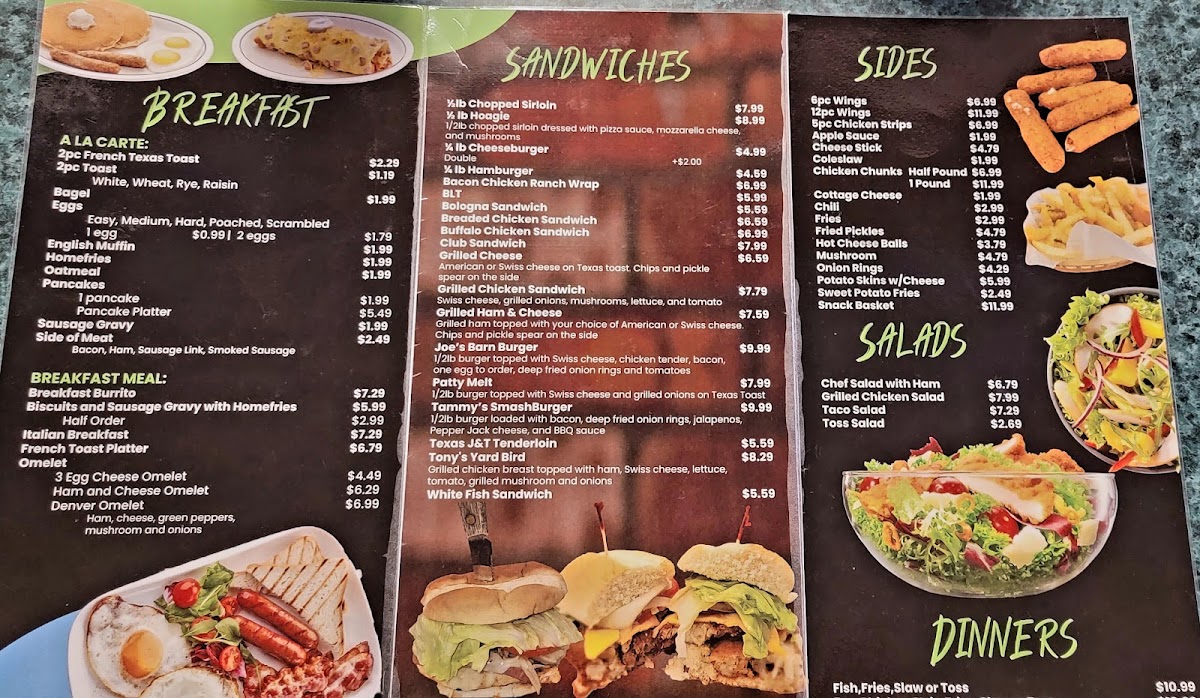 John & Toni's Restaurant/ Lounge LLC menu board