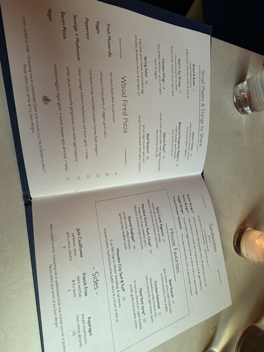 Wooden City Birmingham menu board