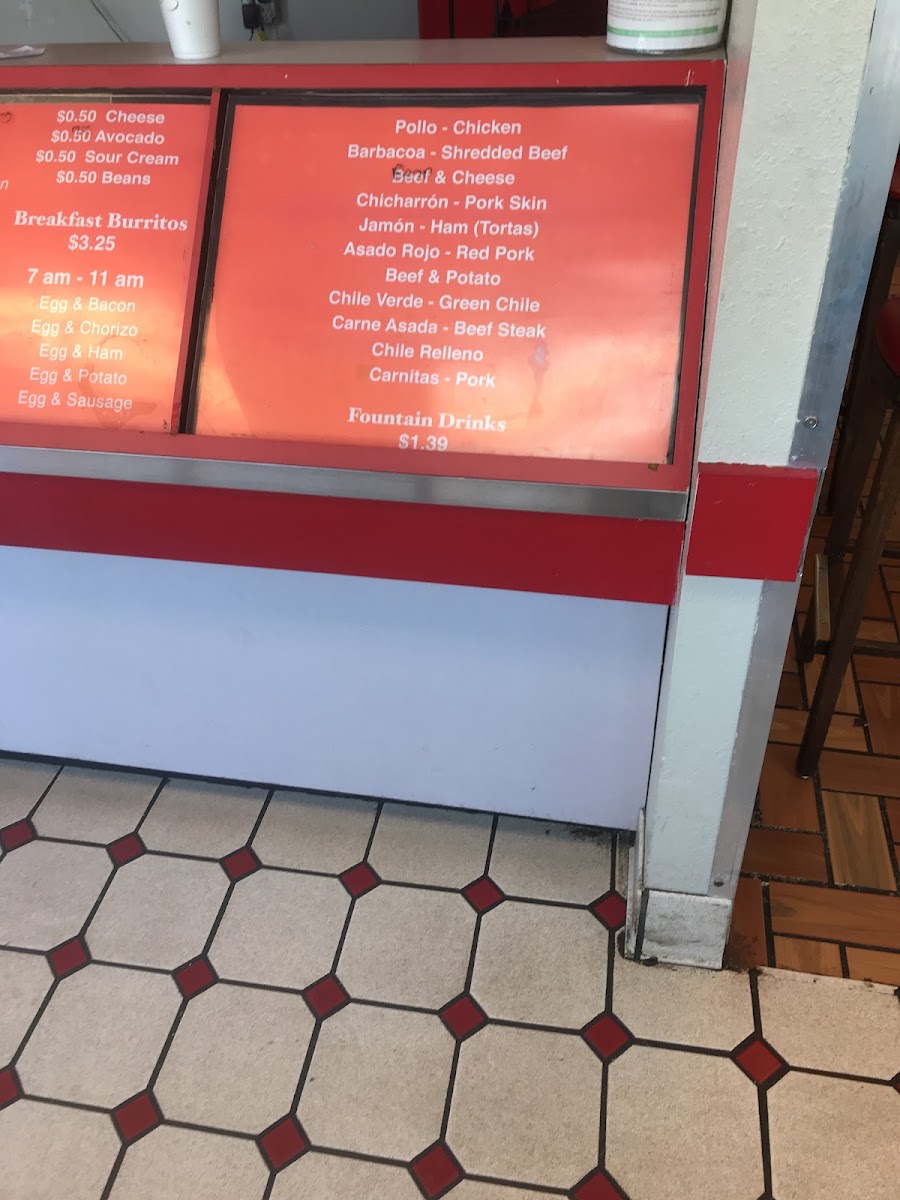 Lupita's Mexican Food menu board
