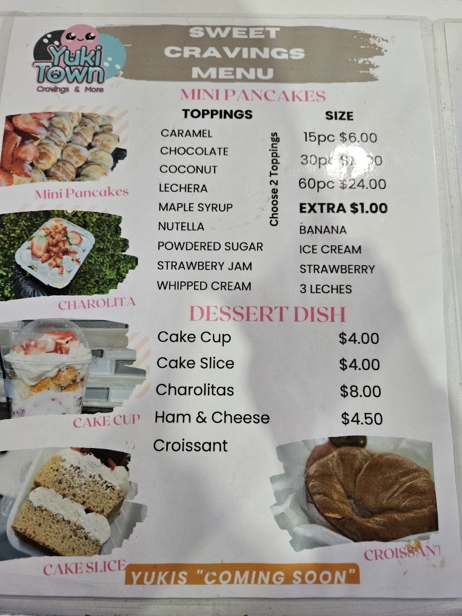 Yuki Town menu board